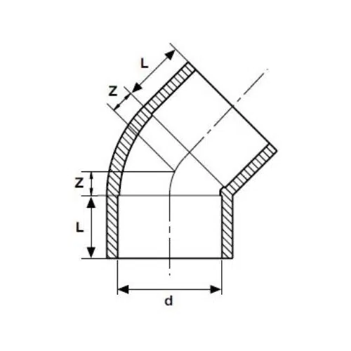 PVC 45º YAPIŞTIRMA MUFLU DİRSEK ( Ø 40 ) ( 1 ADET )